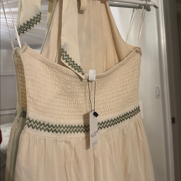 Chic Cream and Green Embroidered Maxi Dress - Picture 4 of 4